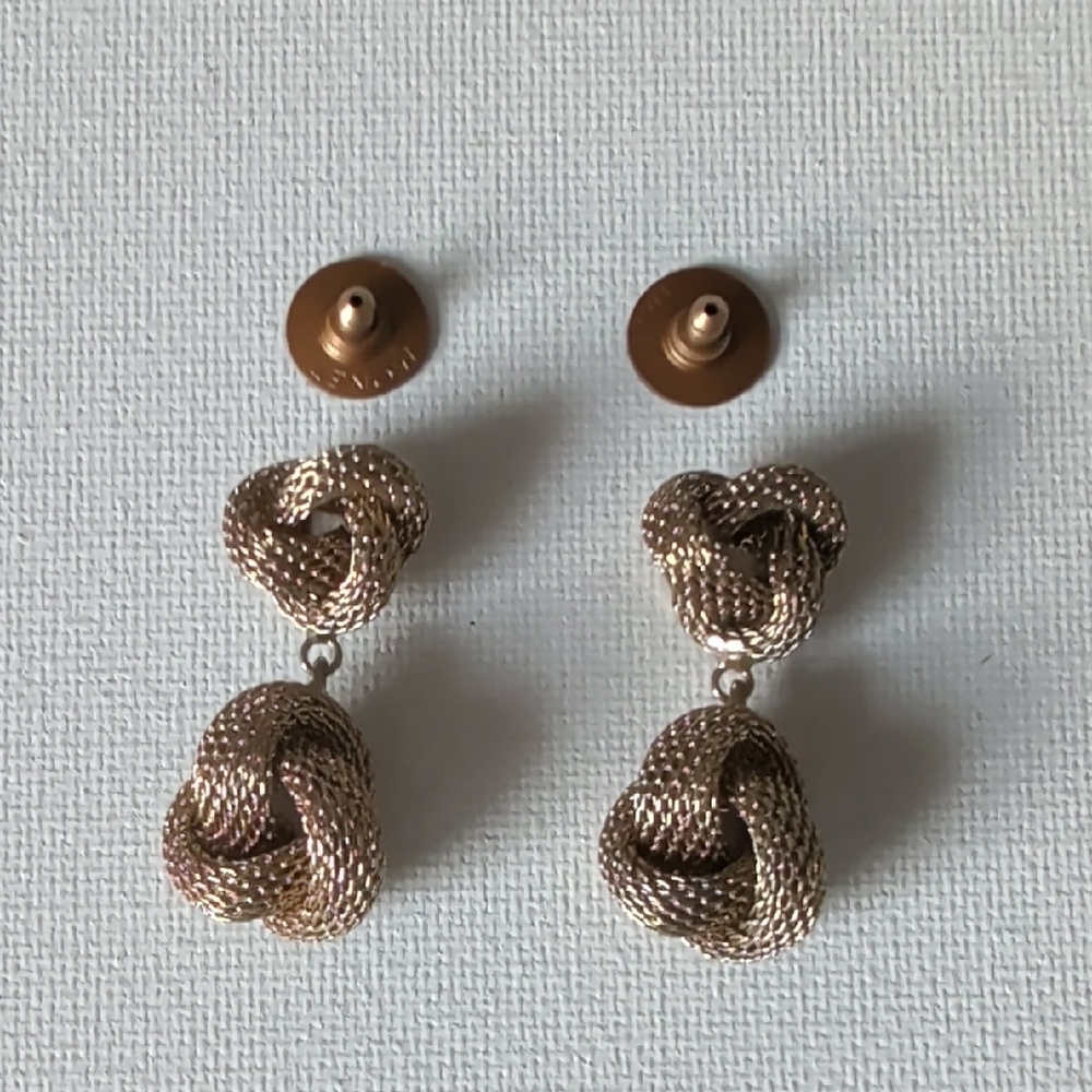 Monet Gold Tone Textured Knot Earrings